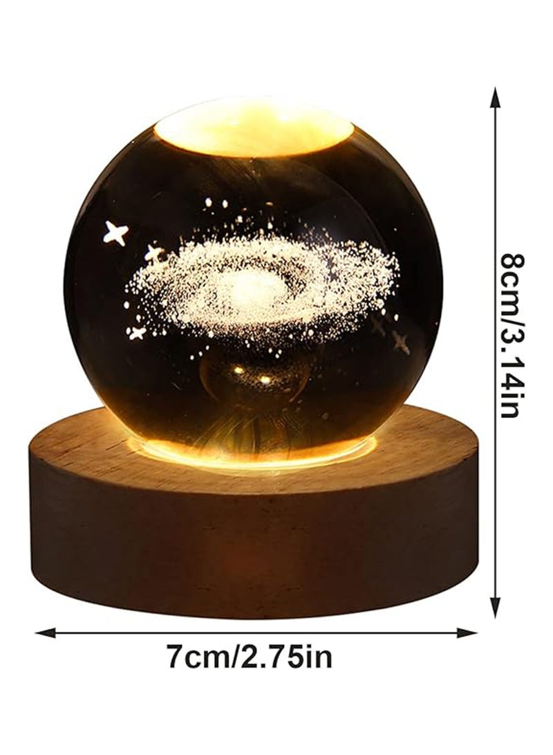 (Galaxy) 3D Glass Crystal Ball Night Light with Wooden Base Fantasy Decorative LED Night Light Bedroom Decoration - Image 2